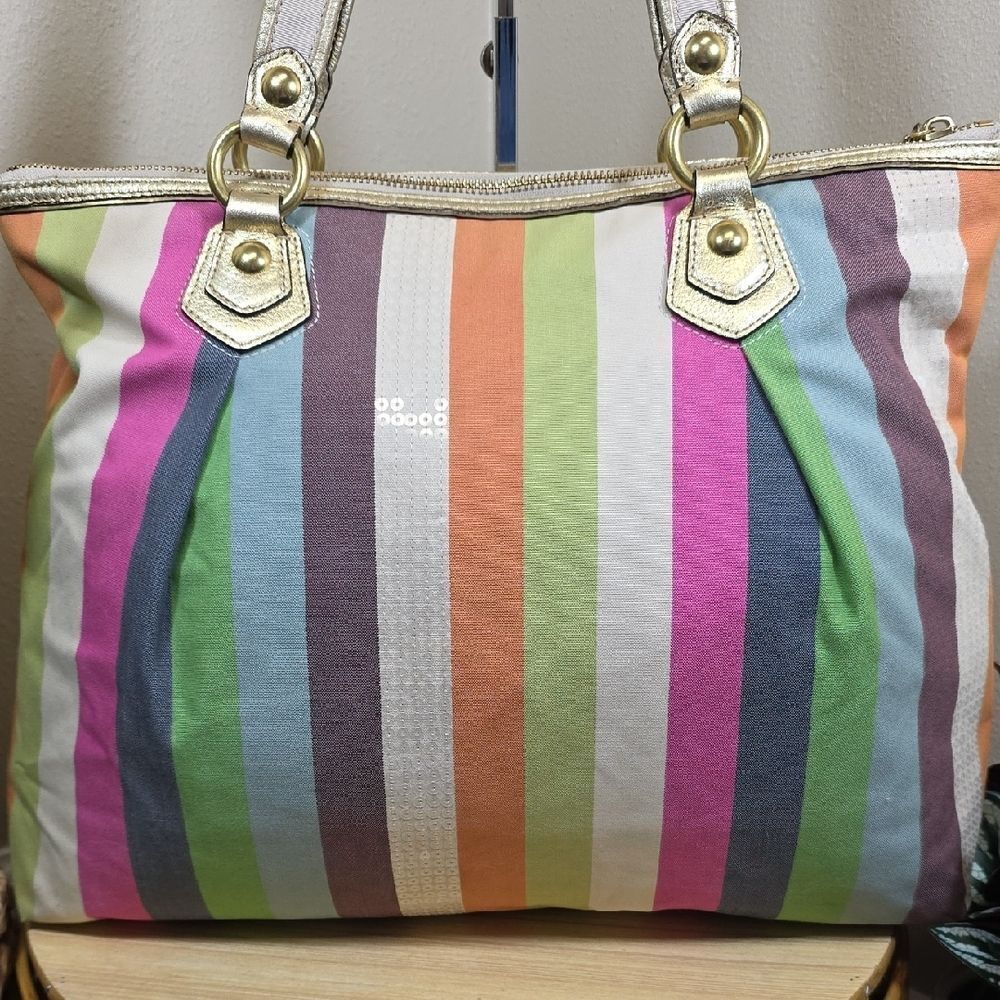 Coach Poppy Legacy Stripe Glam Tote - Picture 7 of 15